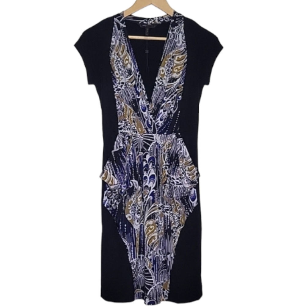 BCBGMaxAriza Black Graphic Print Dress, Size XS